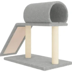 Arbres à chat avec tunnel et échelle 81 x 35 x 55.5 cm gris