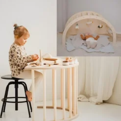 Arche montessori 6-en-1 bois & bureau avec coussin - jouetapprends