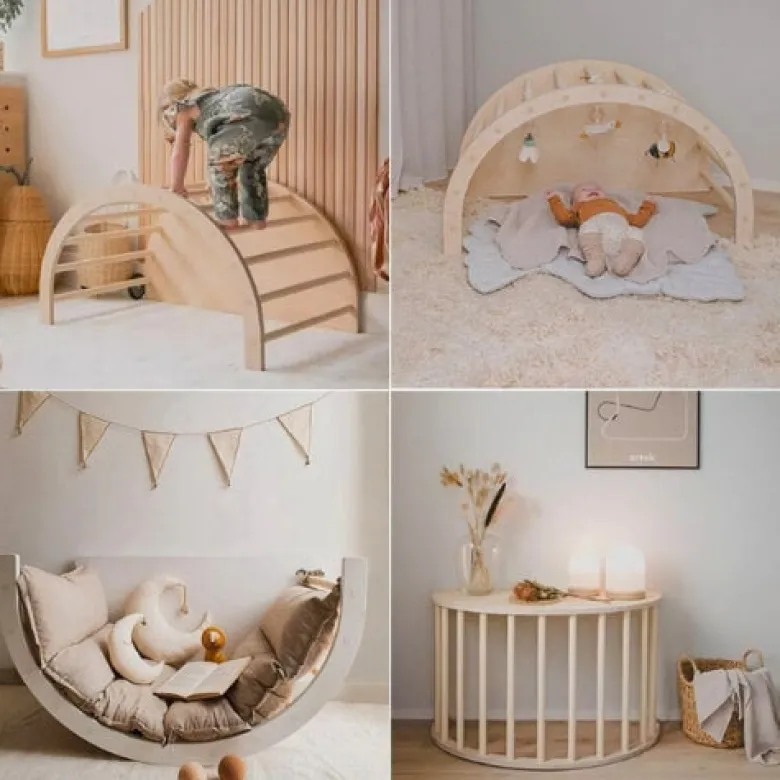 Arche montessori 6-en-1 bois & bureau avec coussin - jouetapprends