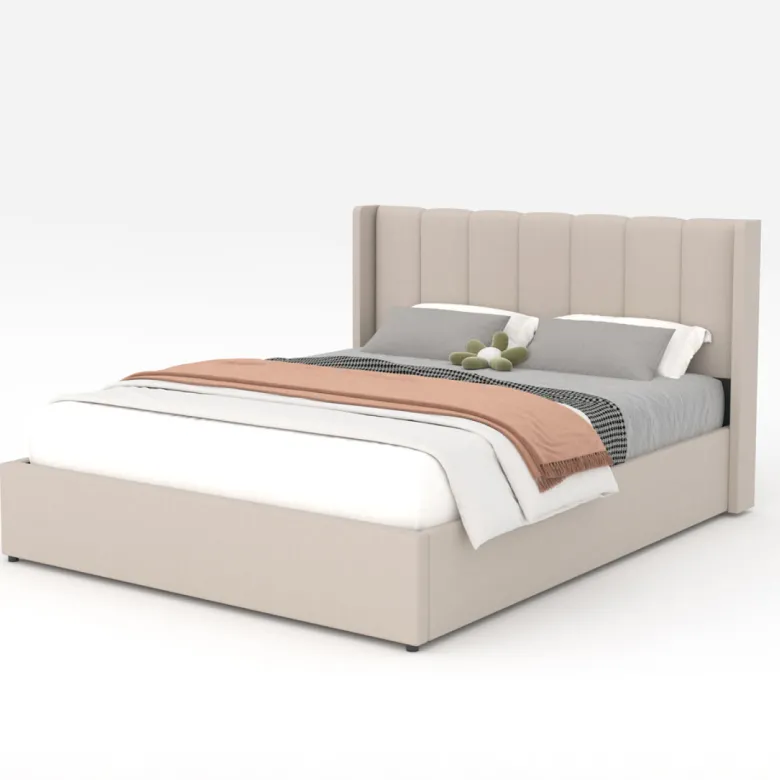 Arlington lit coffre design 160x200cm en velours beige