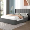 Arlington lit coffre design 160x200cm en velours gris