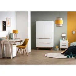 Armoire avec penderie et tiroirs finition blanc mat l100 cm kelma