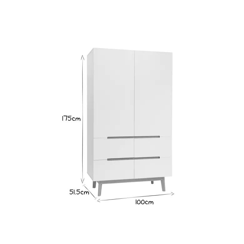 Armoire avec penderie et tiroirs finition blanc mat l100 cm kelma