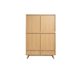 Armoire avec penderie finition bois clair et blanc mat l120 cm helia
