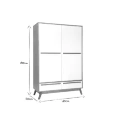 Armoire avec penderie finition bois clair et blanc mat l120 cm helia