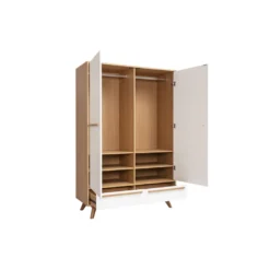 Armoire avec penderie finition bois clair et blanc mat l120 cm helia