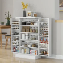 Armoire de cuisine 2 portes total 14 étagères mdf