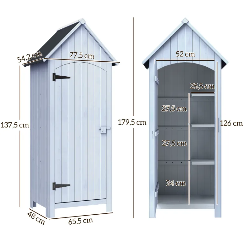 Armoire de jardin 1 porte 3 étagères