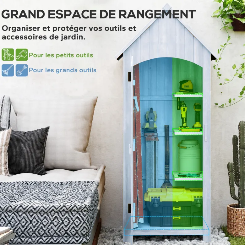 Armoire de jardin 1 porte 3 étagères
