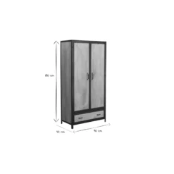 Armoire en bois massif manguier et métal noir l90 cm industria