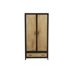 Armoire en bois massif manguier et métal noir l90 cm industria