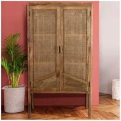 Armoire en cannage et bois de manguier et cannage - tiki