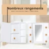 Armoire à glace 1 porte étagères latérales blanc
