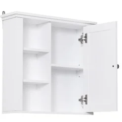 Armoire haute murale 1 porte 3 niches latérales blanc