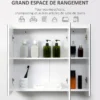 Armoire miroir de salle de bain 3 portes 2 étagères blanc