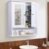 Armoire miroir murale double porte étagère