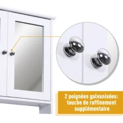Armoire miroir murale double porte étagère
