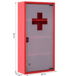 Armoire à pharmacie acier rouge