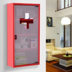 Armoire à pharmacie acier rouge