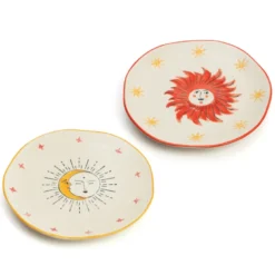 Assiette en céramique lune et soleil
