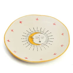 Assiette en céramique lune et soleil