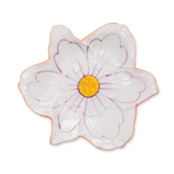 Assiette fleur artisanale en céramique peinte 16 cm