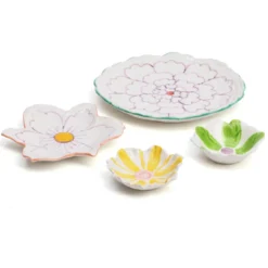 Assiette fleur artisanale en céramique peinte 21 cm