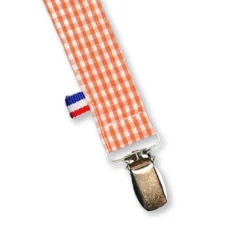 Attache tétine en coton bio teddy vichy