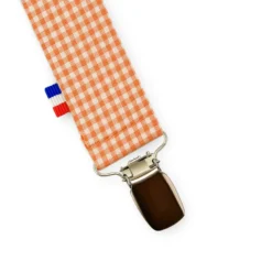 Attache tétine en coton bio teddy vichy