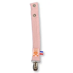 Attache tétine en coton bio teddy rose