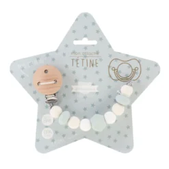 Attache tétine étoile sauge