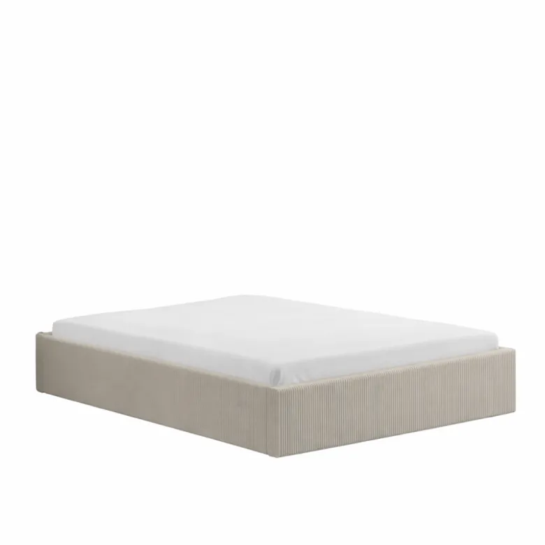 Austin lit avec coffre de rangement 160x200cm velours côtelé beige