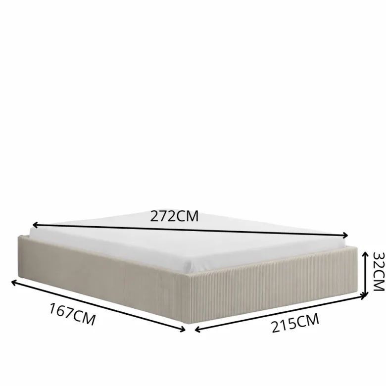 Austin lit avec coffre de rangement 160x200cm velours côtelé beige
