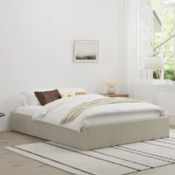 Austin lit avec coffre de rangement 160x200cm velours côtelé beige