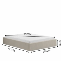 Austin lit avec coffre de rangement 140x190cm velours côtelé beige
