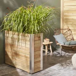 Bac à fleurs en bois bambou l