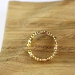Bague acier inoxydable doré tourmaline