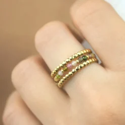 Bague acier inoxydable doré tourmaline