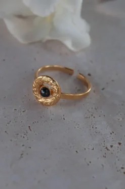 Bague ajustable esprit vintage avec pierre naturelle - audrey
