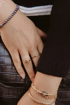 Bague ajustable esprit vintage avec pierre naturelle - audrey