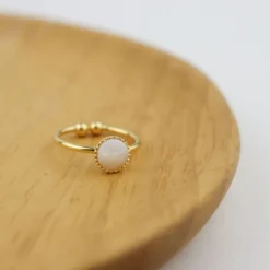 Bague ajustable plaqué or - nacre
