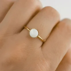 Bague ajustable plaqué or - nacre