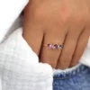 Bague améthyste réglable 3 pierres