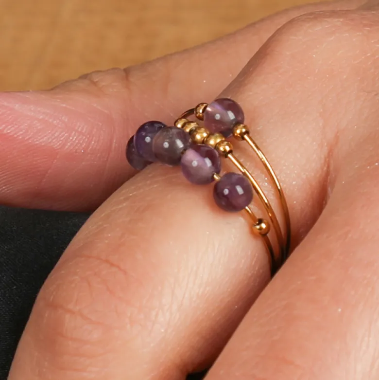 Bague anti-stress pierre naturelle Améthyste