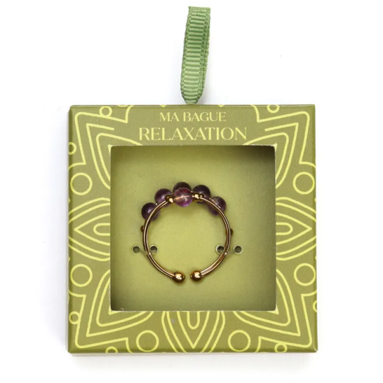 Bague anti-stress pierre naturelle Améthyste