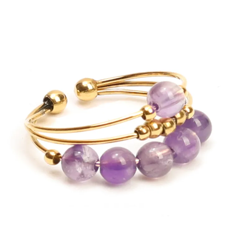 Bague anti-stress pierre naturelle Améthyste