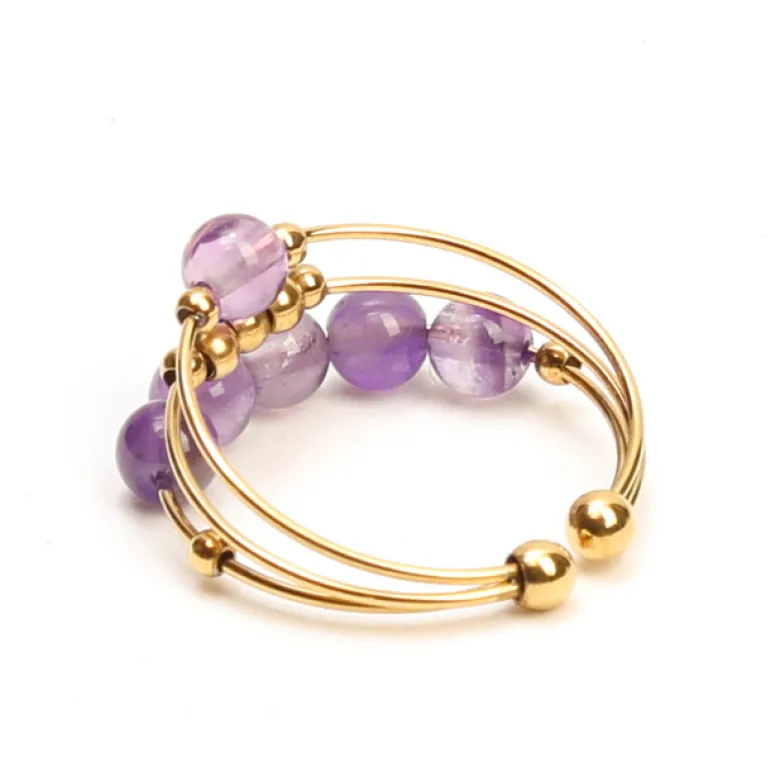 Bague anti-stress pierre naturelle Améthyste