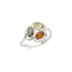 Bague argent ambre multi - taille 56 mm
