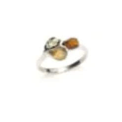 Bague argent ambre multi - taille 54 mm