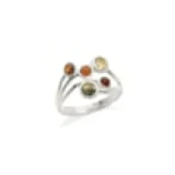Bague argent rhodie ambre - taille 58 mm